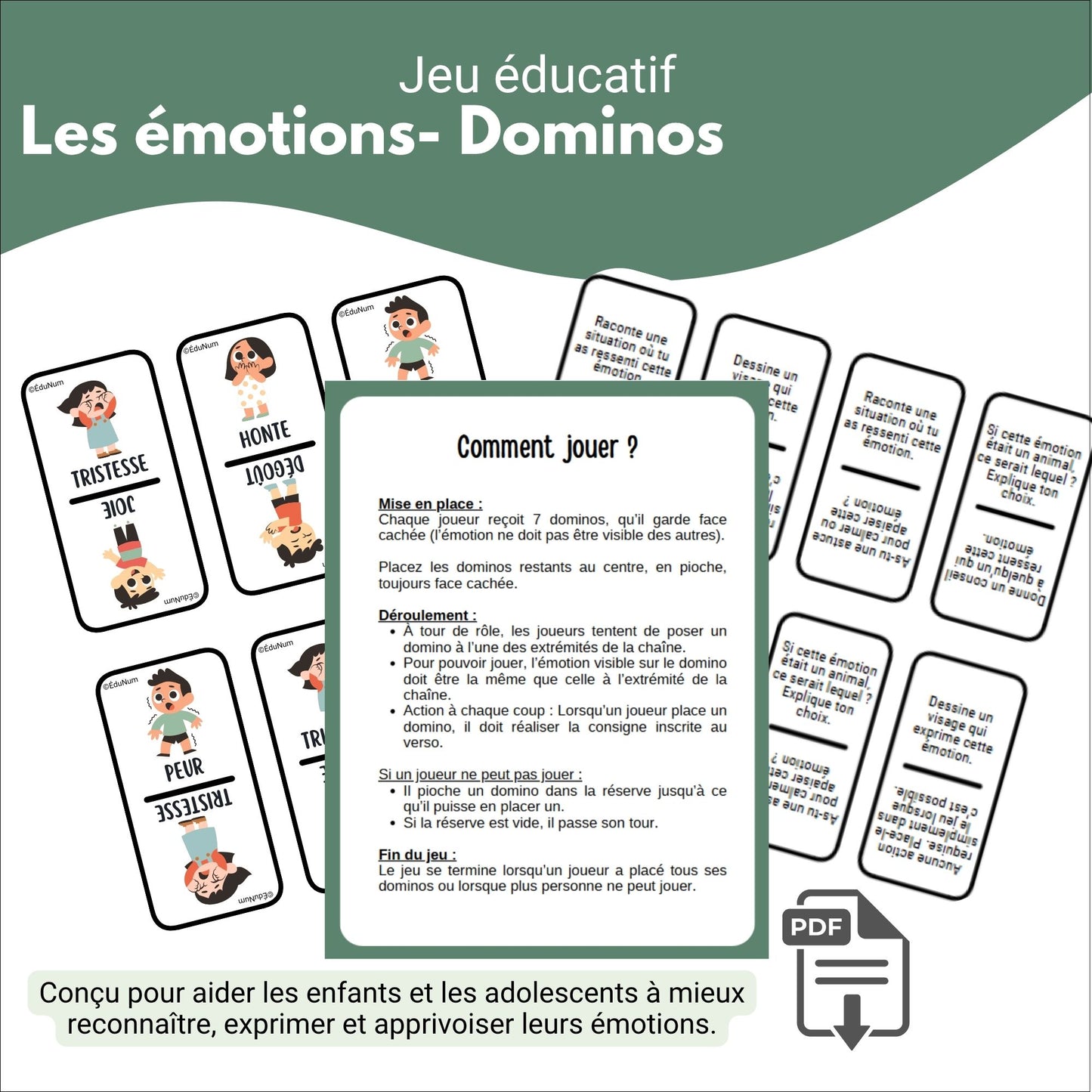 Les émotions | Jeu de dominos