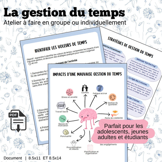 Gestion du temps | Atelier et affiches éducatives